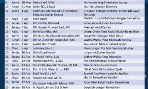 Jadwal Kultum Tarawih Ramadhan 1444H